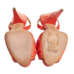 Oscar De La Renta Orange Patent Leather Slingback Sandals Size 39 For Women -Oscar de la Renta Sales Shop luxury women oscar de la rentaslug used shoes p412471 008