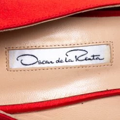 Oscar De La Renta Red Satin Crystal Embellished Peep Toe Ankle Strap Pumps Size 40 For Women -Oscar de la Renta Sales Shop luxury women oscar de la rentaslug used shoes p412482 006