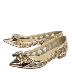 Oscar De La Renta Metallic Gold Patent Leather Bow Ballet Flats Size 39.5 For Women -Oscar de la Renta Sales Shop luxury women oscar de la rentaslug used shoes p428449 003