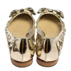 Oscar De La Renta Metallic Gold Patent Leather Bow Ballet Flats Size 39.5 For Women -Oscar de la Renta Sales Shop luxury women oscar de la rentaslug used shoes p428449 004