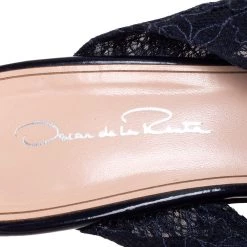 Oscar De La Renta Blue Lace Glen Embellished Sandals Size 38.5 For Women -Oscar de la Renta Sales Shop luxury women oscar de la rentaslug used shoes p441246 005