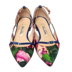 Oscar De La Renta Multicolor Canvas Pointed Toe Ballets Flats Size 37 For Women -Oscar de la Renta Sales Shop luxury women oscar de la rentaslug used shoes p452630 008