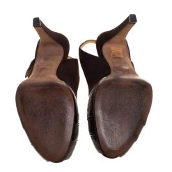 Oscar De La Renta Brown Suede And Leather Slingback Sandals Size 39 For Women -Oscar de la Renta Sales Shop luxury women oscar de la rentaslug used shoes p454363 001