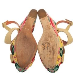 Oscar De La Renta Beige Fabric Wedge Sandals Size 38 For Women -Oscar de la Renta Sales Shop luxury women oscar de la rentaslug used shoes p458921 001