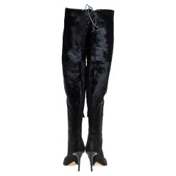 Oscar De La Renta Black Calf Hair Over Knee Boots Size 39 For Women -Oscar de la Renta Sales Shop luxury women oscar de la rentaslug used shoes p459502 002