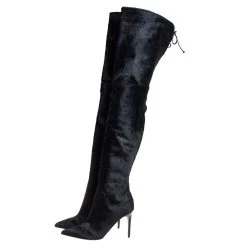Oscar De La Renta Black Calf Hair Over Knee Boots Size 39 For Women -Oscar de la Renta Sales Shop luxury women oscar de la rentaslug used shoes p459502 007