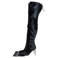 Oscar De La Renta Black Calf Hair Over Knee Boots Size 39 For Women -Oscar de la Renta Sales Shop luxury women oscar de la rentaslug used shoes p459502 008