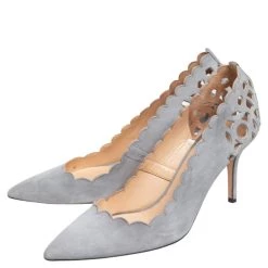 Oscar De La Renta Grey Suede Pointed Toe Cut Out Pumps Size 40 For Women -Oscar de la Renta Sales Shop luxury women oscar de la rentaslug used shoes p468725 003