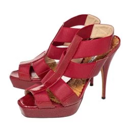 Oscar De La Renta Red Patent Leather And Elastic Cage Platform Sandals Size 38 For Women 13 Oscar De La Renta Red Patent Leather And Elastic Cage Platform Sandals Size 38 For Women -Oscar de la Renta Sales Shop luxury women oscar de la rentaslug used shoes p476370 005
