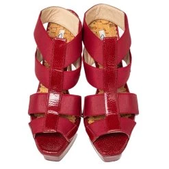 Oscar De La Renta Red Patent Leather And Elastic Cage Platform Sandals Size 38 For Women 12 Oscar De La Renta Red Patent Leather And Elastic Cage Platform Sandals Size 38 For Women -Oscar de la Renta Sales Shop luxury women oscar de la rentaslug used shoes p476370 007