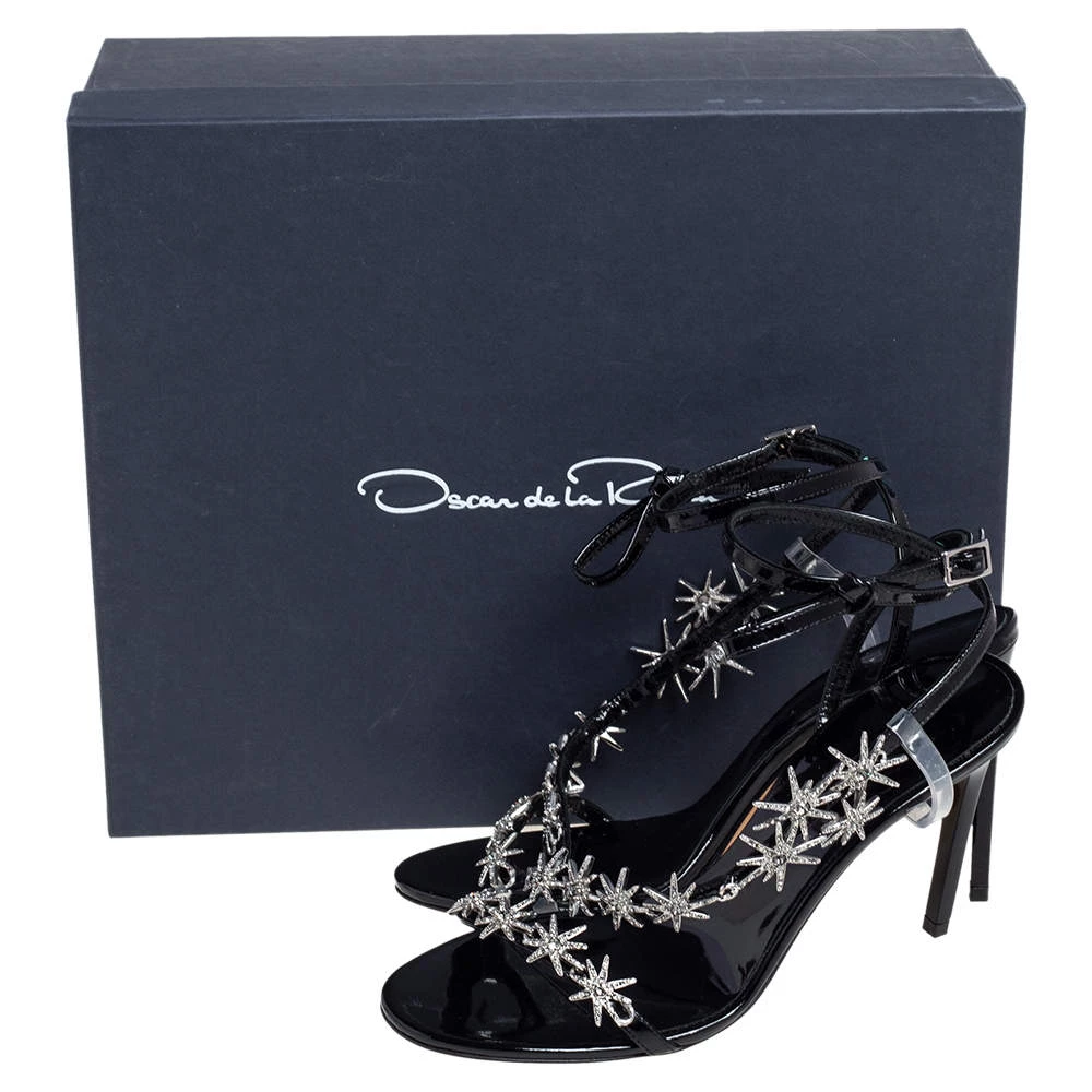 Oscar De La Renta Black Patent Leather Star Embellished Sandals Size 36 For Women 10 Oscar De La Renta Black Patent Leather Star Embellished Sandals Size 36 For Women - Image 8