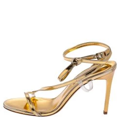 Oscar De La Renta Gold Leather Knotted Ankle Strap Open Toe Sandals Size 36 For Women -Oscar de la Renta Sales Shop luxury women oscar de la rentaslug used shoes p479887 002