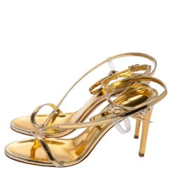 Oscar De La Renta Gold Leather Knotted Ankle Strap Open Toe Sandals Size 36 For Women -Oscar de la Renta Sales Shop luxury women oscar de la rentaslug used shoes p479887 008