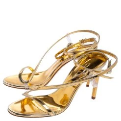 Oscar De La Renta Gold Leather Knotted Ankle Strap Open Toe Sandals Size 36 For Women -Oscar de la Renta Sales Shop luxury women oscar de la rentaslug used shoes p479887 010