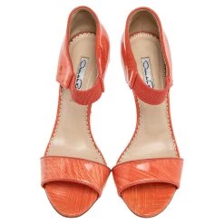 Oscar De La Renta Orange Patent Leather Ankle Strap Sandals Size 38 For Women -Oscar de la Renta Sales Shop luxury women oscar de la rentaslug used shoes p483781 008