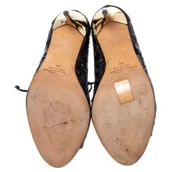 Oscar De La Renta Black Laser Cut Leather Lace Up Booties Size 39 For Women -Oscar de la Renta Sales Shop luxury women oscar de la rentaslug used shoes p485221 007