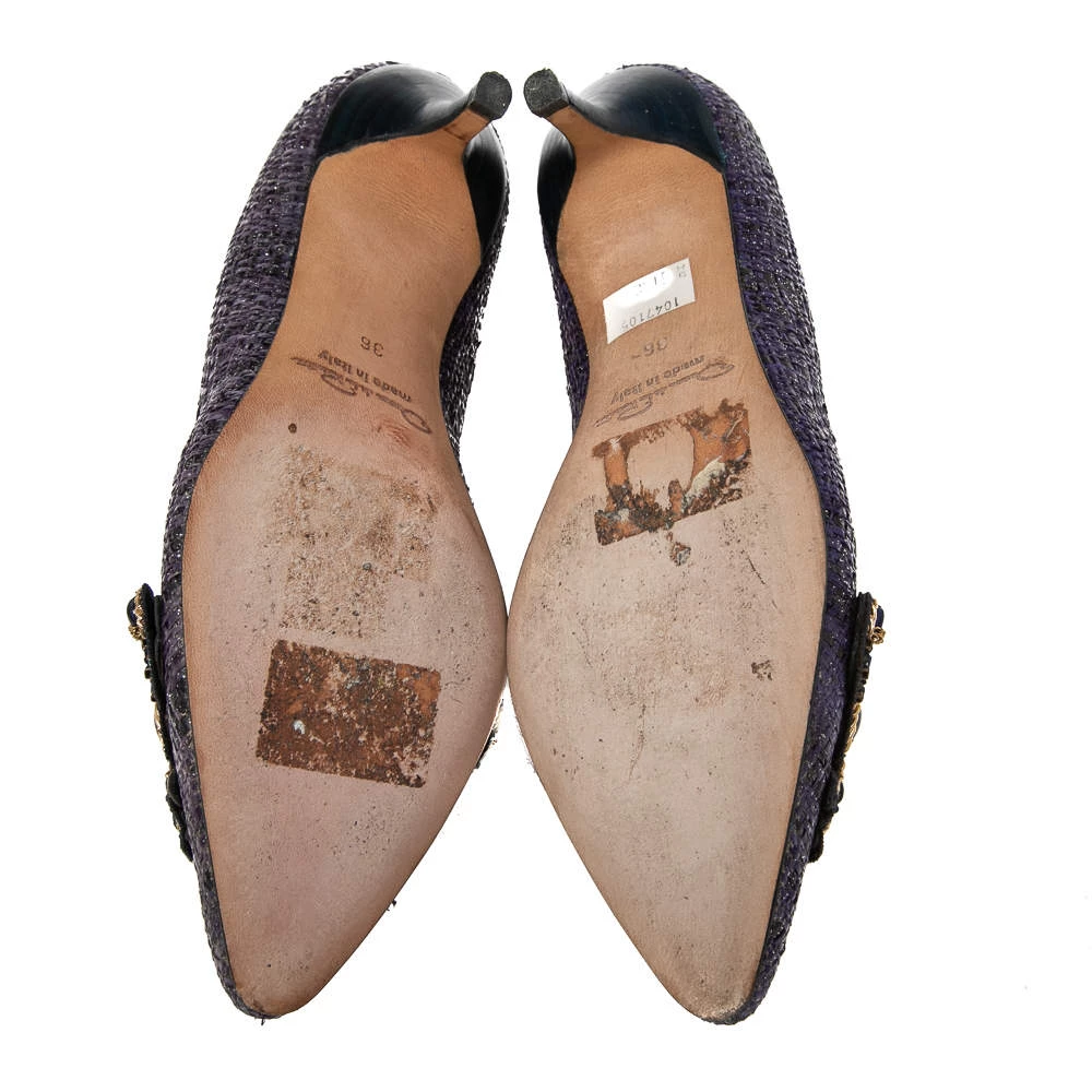 Oscar De La Renta Purple Raffia Point Toe Pumps Size 36 For Women 8 Oscar De La Renta Purple Raffia Point Toe Pumps Size 36 For Women - Image 6