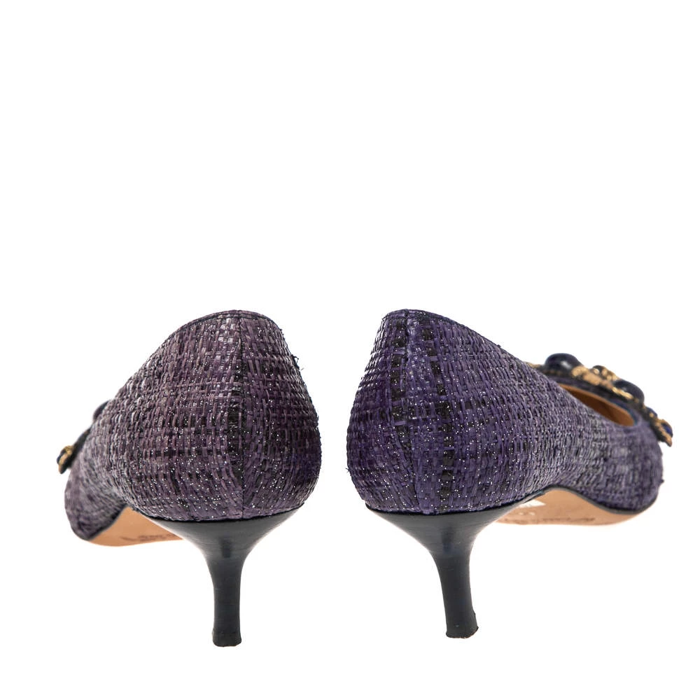Oscar De La Renta Purple Raffia Point Toe Pumps Size 36 For Women 7 Oscar De La Renta Purple Raffia Point Toe Pumps Size 36 For Women - Image 5