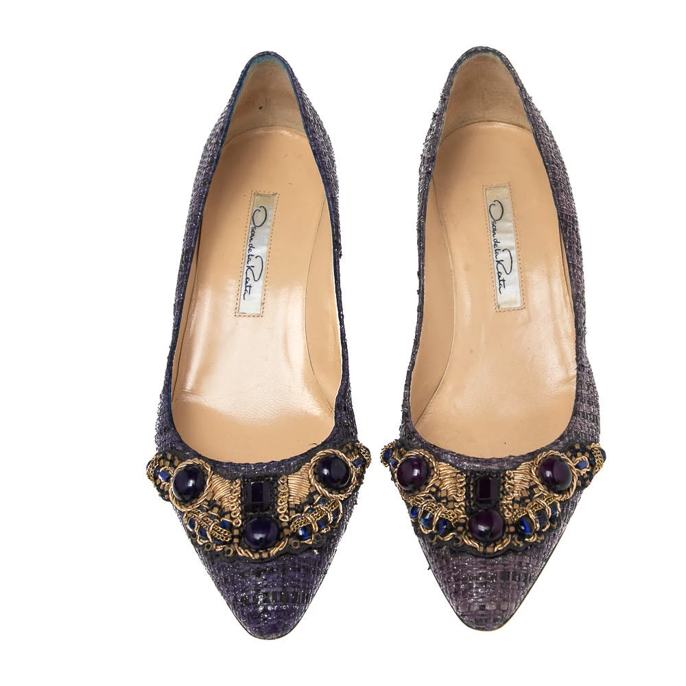 Oscar De La Renta Purple Raffia Point Toe Pumps Size 36 For Women 5 Oscar De La Renta Purple Raffia Point Toe Pumps Size 36 For Women - Image 3