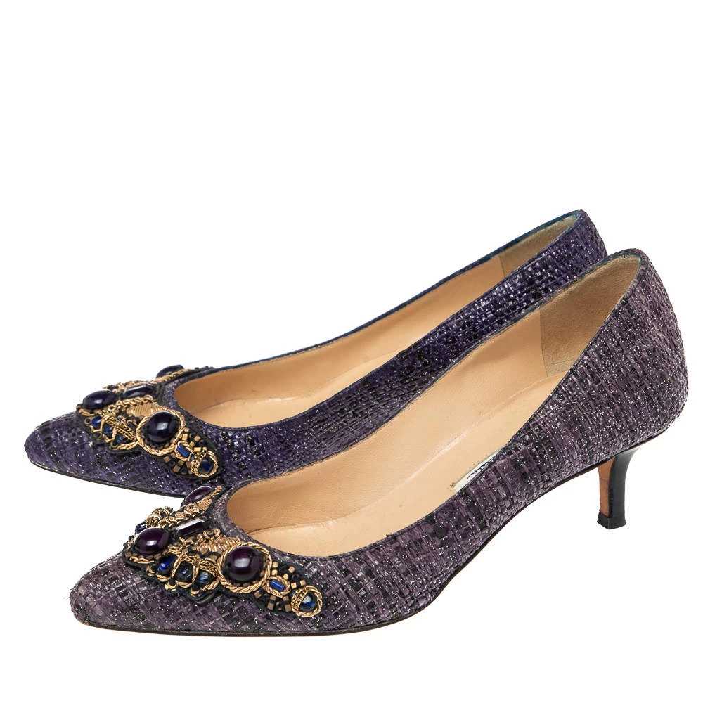 Oscar De La Renta Purple Raffia Point Toe Pumps Size 36 For Women 6 Oscar De La Renta Purple Raffia Point Toe Pumps Size 36 For Women - Image 4