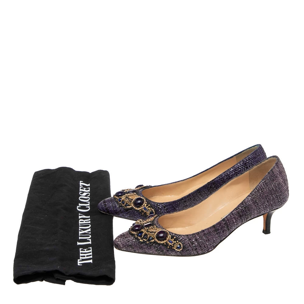 Oscar De La Renta Purple Raffia Point Toe Pumps Size 36 For Women 10 Oscar De La Renta Purple Raffia Point Toe Pumps Size 36 For Women - Image 8