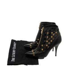 Oscar De La Renta Black Laser Cut Leather Studded Booties Size 37 For Women -Oscar de la Renta Sales Shop luxury women oscar de la rentaslug used shoes p534584 1636961987 001