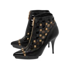Oscar De La Renta Black Laser Cut Leather Studded Booties Size 37 For Women -Oscar de la Renta Sales Shop luxury women oscar de la rentaslug used shoes p534584 1636961993 002