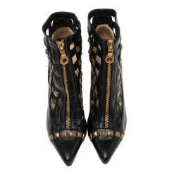 Oscar De La Renta Black Laser Cut Leather Studded Booties Size 37 For Women -Oscar de la Renta Sales Shop luxury women oscar de la rentaslug used shoes p534584 1636962027 006