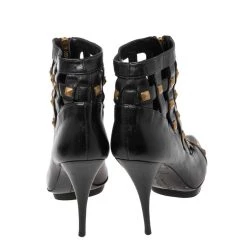 Oscar De La Renta Black Laser Cut Leather Studded Booties Size 37 For Women -Oscar de la Renta Sales Shop luxury women oscar de la rentaslug used shoes p534584 1636962034 007