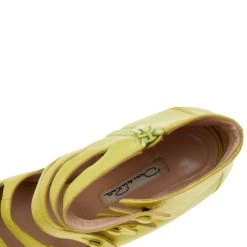 Oscar De La Renta Yellow Leather Caged Ankle Length Wedge Sandals Size 39 For Women -Oscar de la Renta Sales Shop luxury women oscar de la rentaslug used shoes p559270 008
