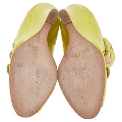 Oscar De La Renta Yellow Leather Caged Ankle Length Wedge Sandals Size 39 For Women -Oscar de la Renta Sales Shop luxury women oscar de la rentaslug used shoes p559270 009