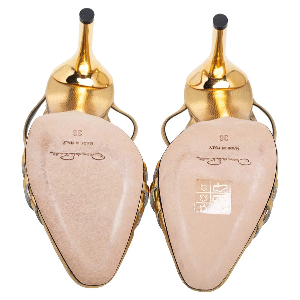 Oscar De La Renta Metallic Gold Leather Carmen Mule Sandals Size 36 For Women 8 Oscar De La Renta Metallic Gold Leather Carmen Mule Sandals Size 36 For Women - Image 6