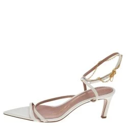 Oscar De La Renta White Leather Ankle Strap Sandals Size 37.5 For Women -Oscar de la Renta Sales Shop luxury women oscar de la rentaslug used shoes p562026 1641363225 001