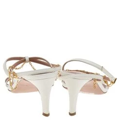 Oscar De La Renta White Leather Ankle Strap Sandals Size 37.5 For Women -Oscar de la Renta Sales Shop luxury women oscar de la rentaslug used shoes p562026 1641363241 005