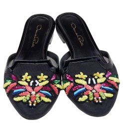 Oscar De La Renta Black Mesh And Patent Leather Embellished Flat Mules Size 37.5 For Women 12 Oscar De La Renta Black Mesh And Patent Leather Embellished Flat Mules Size 37.5 For Women -Oscar de la Renta Sales Shop luxury women oscar de la rentaslug used shoes p562276 004