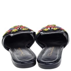 Oscar De La Renta Black Mesh And Patent Leather Embellished Flat Mules Size 37.5 For Women 14 Oscar De La Renta Black Mesh And Patent Leather Embellished Flat Mules Size 37.5 For Women -Oscar de la Renta Sales Shop luxury women oscar de la rentaslug used shoes p562276 005