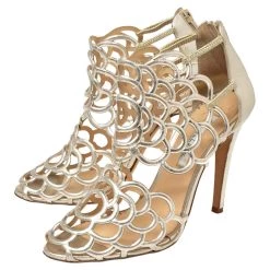 Oscar De La Renta Golden Leather Gladia Cage Peep Toe Sandals Size 39 For Women -Oscar de la Renta Sales Shop luxury women oscar de la rentaslug used shoes p566894 001