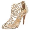 Oscar De La Renta Golden Leather Gladia Cage Peep Toe Sandals Size 39 For Women