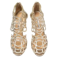 Oscar De La Renta Golden Leather Gladia Cage Peep Toe Sandals Size 39 For Women -Oscar de la Renta Sales Shop luxury women oscar de la rentaslug used shoes p566894 004