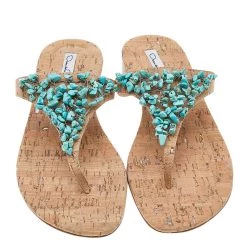 Oscar De La Renta Beige Leather Embellished Flat Sandals Size 37.5 For Women -Oscar de la Renta Sales Shop luxury women oscar de la rentaslug used shoes p585175 004