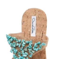 Oscar De La Renta Beige Leather Embellished Flat Sandals Size 37.5 For Women -Oscar de la Renta Sales Shop luxury women oscar de la rentaslug used shoes p585175 005