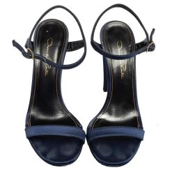 Oscar De La Renta Navy Blue Satin Lemmy Embellished Ankle Strap Sandals Size 37.5 For Women -Oscar de la Renta Sales Shop luxury women oscar de la rentaslug used shoes p586290 007