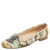 Oscar De La Renta Multicolor Canvas Beaded Tassel Ballet Flats Size 38.5 For Women
