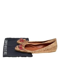 Oscar De La Renta Beige Leather Embellished Flats Size 37.5 For Women -Oscar de la Renta Sales Shop luxury women oscar de la rentaslug used shoes p589291 001