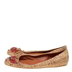 Oscar De La Renta Beige Leather Embellished Flats Size 37.5 For Women -Oscar de la Renta Sales Shop luxury women oscar de la rentaslug used shoes p589291 002