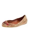 Oscar De La Renta Beige Leather Embellished Flats Size 37.5 For Women -Oscar de la Renta Sales Shop luxury women oscar de la rentaslug used shoes p589291 006