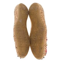 Oscar De La Renta Beige Leather Embellished Flats Size 37.5 For Women -Oscar de la Renta Sales Shop luxury women oscar de la rentaslug used shoes p589291 007