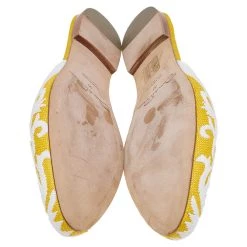 Oscar De La Renta White/Yellow Raffia Flat Spanish Mules Sandals Size 38 For Women -Oscar de la Renta Sales Shop luxury women oscar de la rentaslug used shoes p601183 003