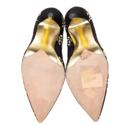 Oscar De La Renta Black Suede Flower Embroidery Ankle Boots Size 37 For Women -Oscar de la Renta Sales Shop luxury women oscar de la rentaslug used shoes p612845 002