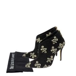 Oscar De La Renta Black Suede Flower Embroidery Ankle Boots Size 37 For Women -Oscar de la Renta Sales Shop luxury women oscar de la rentaslug used shoes p612845 1647925108 010